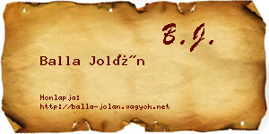 Balla Jolán névjegykártya