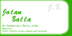 jolan balla business card